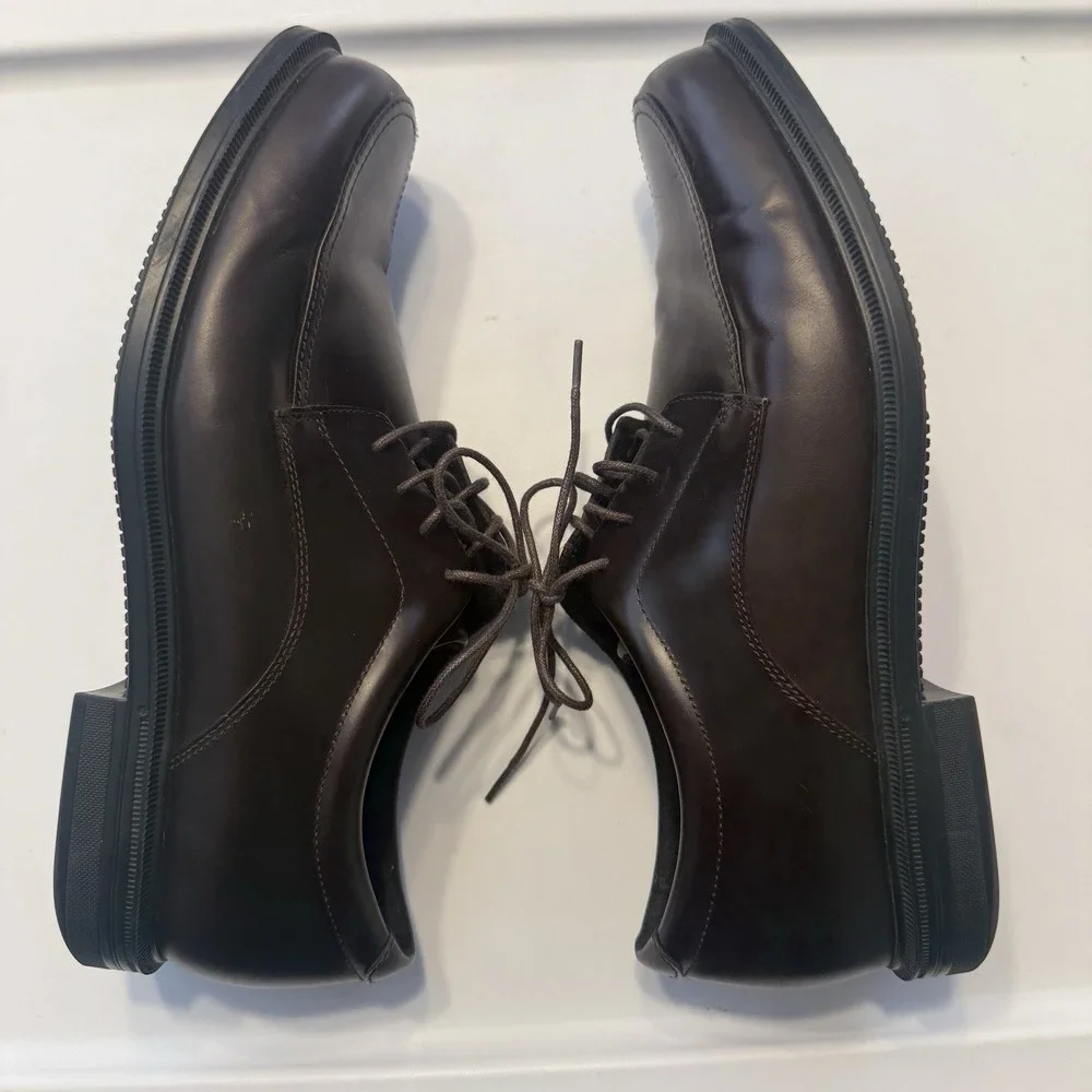 Rockport Ed Apron Toe Dark Brown Dress Shoes K58455 Mens 10M